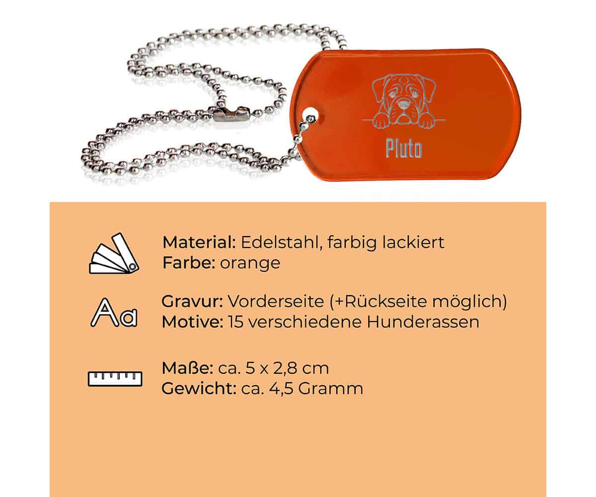 Orangener Dog Tag