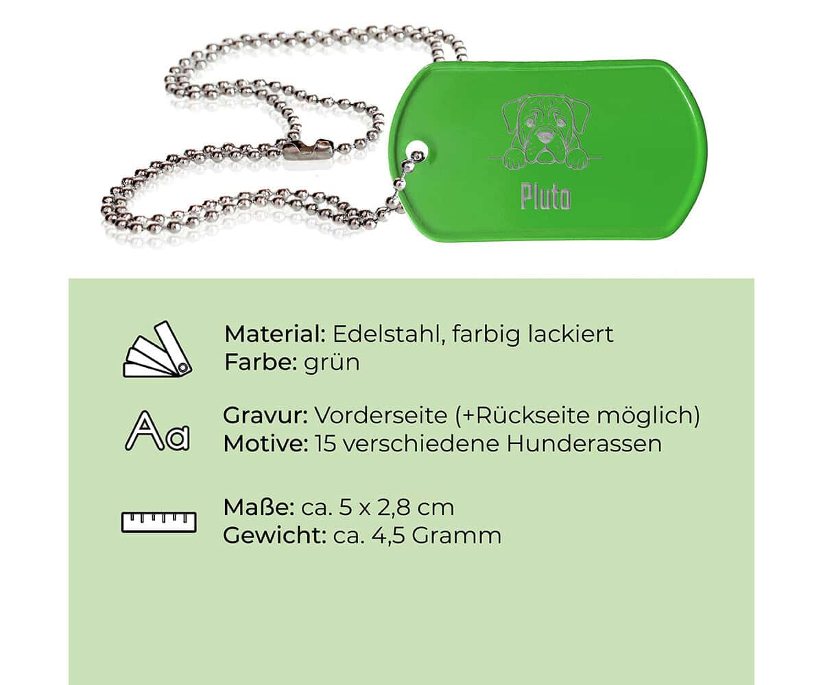 Grüner Dog Tag