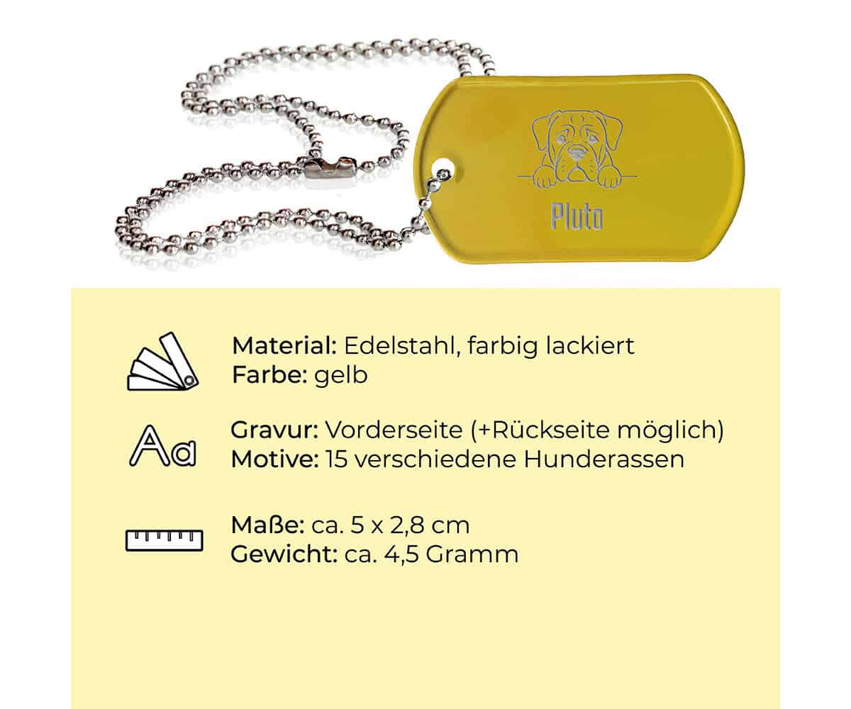 Gelber Dog Tag