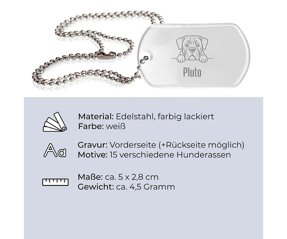 Weißer Dog Tag
